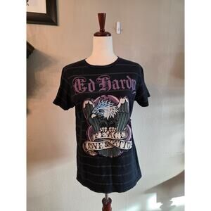 Ed Hardy Peace Love & Tattoos Graphic Print Crewneck SZ Small Y2K